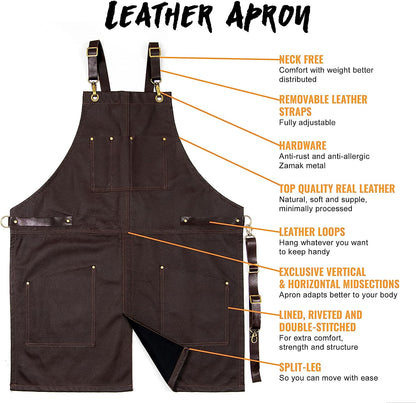 Leather Apron - Cross-back Straps